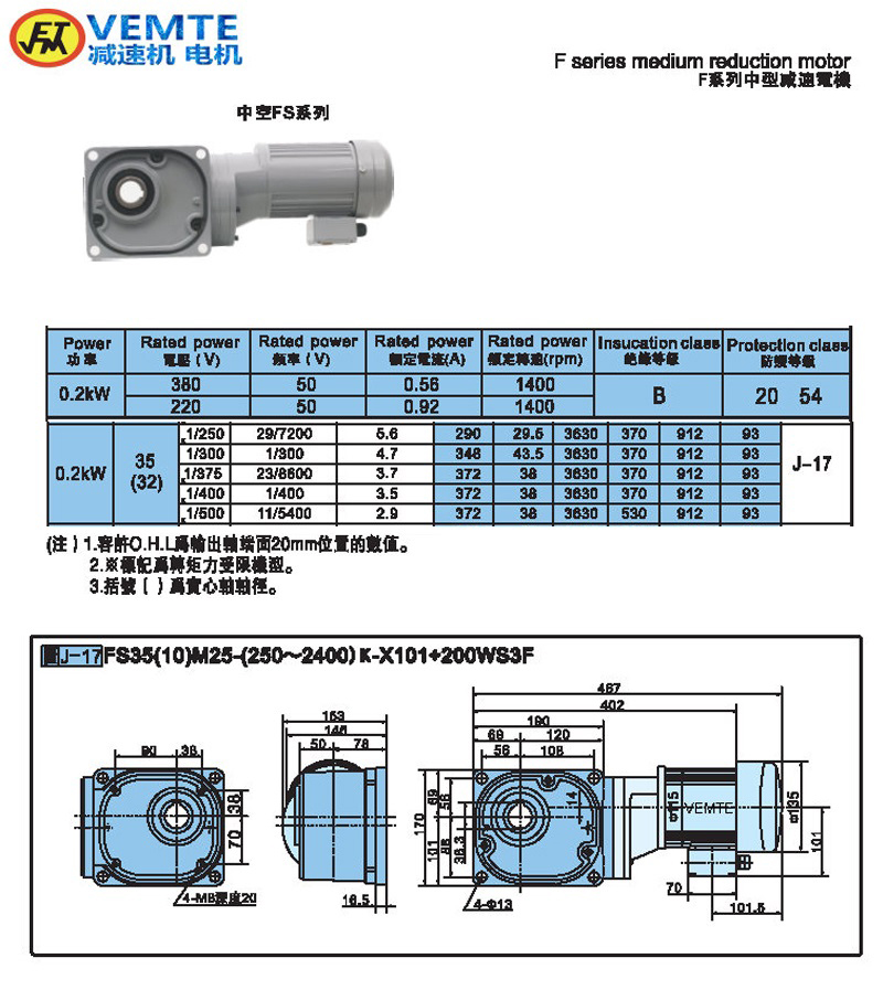 縮框型大速比0.2KW-空心軸