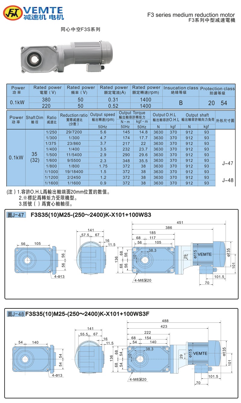 標(biāo)準(zhǔn)型大速比帶電機0.1KW-空心軸